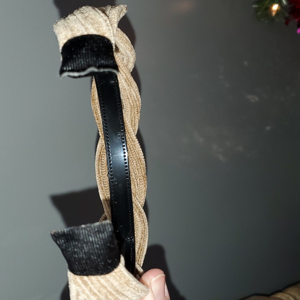 New handmade boutique corduroy braided flexible wide headband tan - Picture 5 of 5